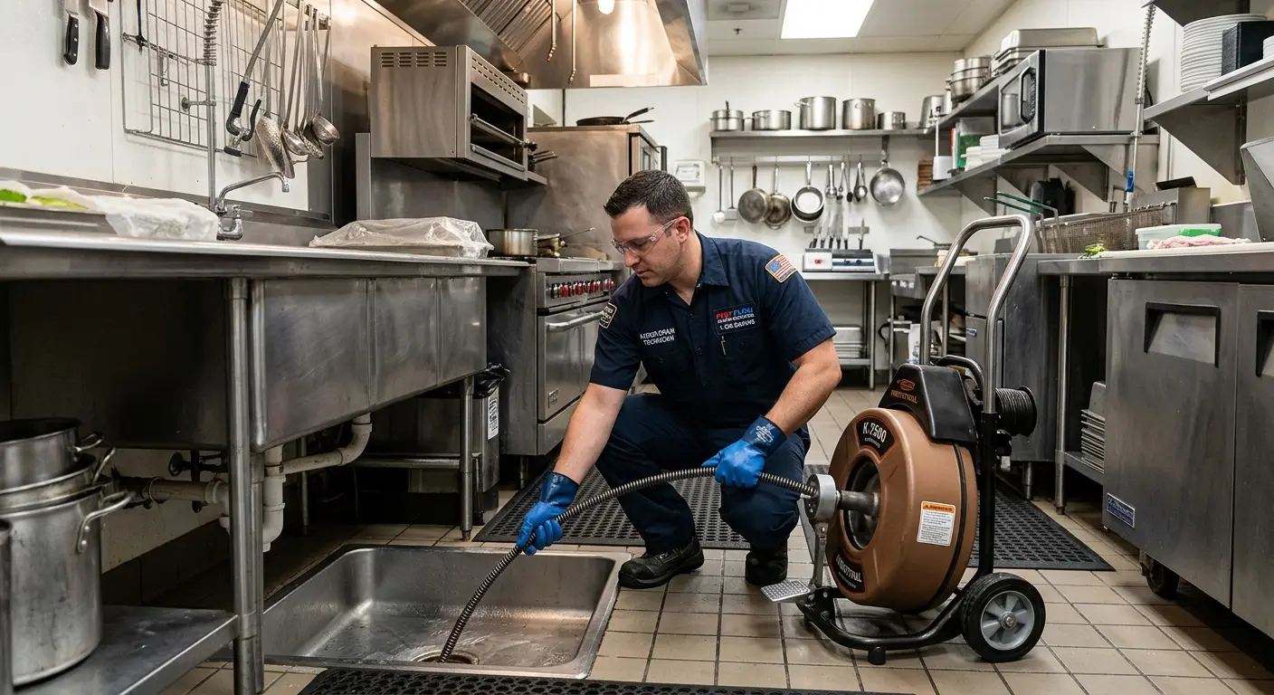 Commercial drain cleaning service in a restaurant kitchen in Helena